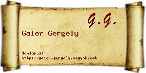 Gaier Gergely névjegykártya